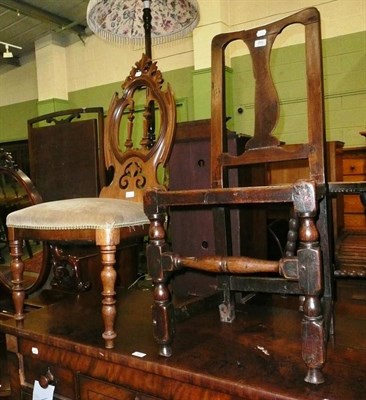 Lot 492 - Early 18th century oak chair and a Gothic style chair