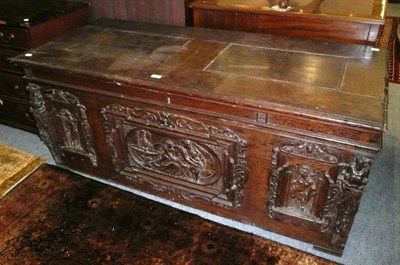 Lot 499 - A Flemish large carved oak chest