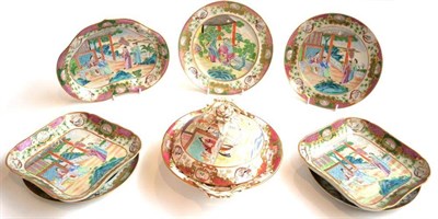 Lot 69 - A Cantonese Porcelain Part Dessert Service, early 19th century, painted in famille rose enamels...