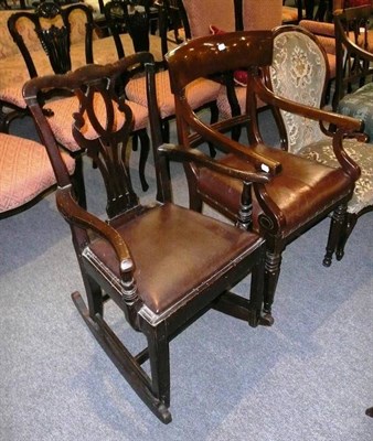 Lot 533 - * A Georgian rocking chair and a Victorian mahogany elbow chair