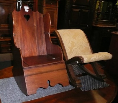 Lot 559 - Child's rocking chair and a gout stool