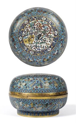 Lot 75 - A Chinese Cloisonne Bowl and Cover, 18th century, decorated with a dragon and tiger amongst...