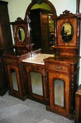 Lot 595 - Victorian inlaid walnut mirror back chiffonier