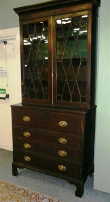 Lot 599 - Late Georgian mahogany secretaire bookcase