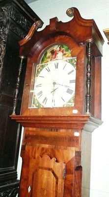 Lot 610 - Victorian mahogany longcase clock with rosewood cross-banding and painted dial, Ripon