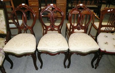 Lot 628 - A set of three Victorian link-back salon chairs and four various Victorian dining chairs