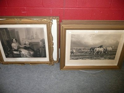 Lot 636 - * A gilt framed print after Landseer, signed in pencil, a set of four black and white prints of...