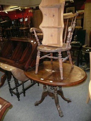 Lot 638 - A small oak gateleg table, a Victorian walnut loo table, a reproduction mahogany open corner...