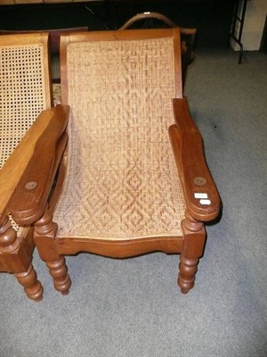 Lot 706 - Anglo-Indian teak planter's chair, densely caned