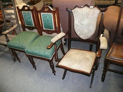 Lot 711 - Pair of Edwardian chairs and an Edwardian stained beech chair