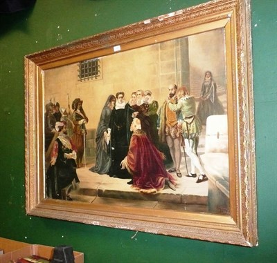 Lot 713 - Oil on canvas of an historical scene