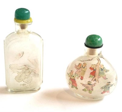 Lot 90 - A Chinese Inside Painted Glass Snuff Bottle, 20th century, painted with boys at play, bearing...