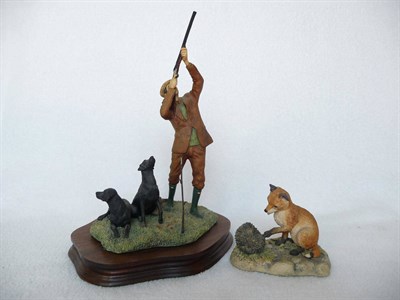 Lot 1011 - Border Fine Arts 'Reaching For The High Bird' Shooting with two black Labradors, model No....