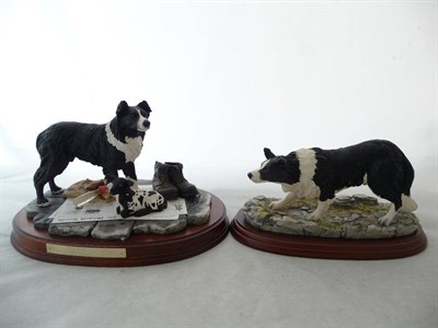 Lot 1026 - Border Fine Arts Collie and Lamb 'Auld Hemp', model No. BO360, 15.9cm high on wood base and 'Border