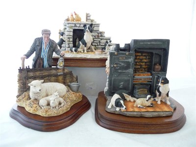 Lot 1027 - Border Fine Arts 'Jock's Pride' sheep dog and pups, model JH5 by Ray Ayres, 12.1cm high; 'A...