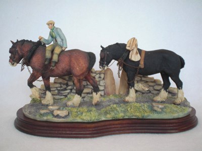 Lot 1029 - Border Fine Arts Heavy Horses 'Coming Home', bay and black horses, model No. JH9A by Judy Boyt,...