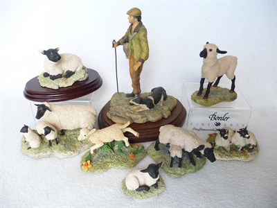 Lot 1032 - Border Fine Arts 'Collie and Shepherd', model No. 106 by Ray Ayres, 19.1cm high on wood base...