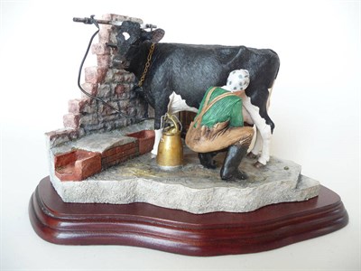 Lot 1033 - Border Fine Arts Woman Milking 'Tete-A-Tete', model No. BO515 by Kirsty Armstrong, 16.5cm high...