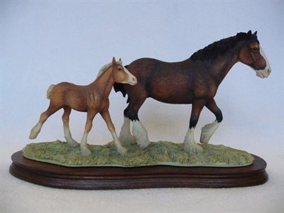 Lot 1034 - Border Fine Arts Clydesdale Mare and Foal 'New Arrival at Harland Grange', model No. JH11 by...