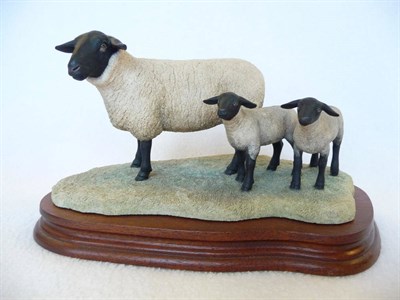 Lot 1040 - Border Fine Arts 'Suffolk Ewe and Lambs', Style one, model No. L87 by Ray Ayres, Ltd. edition...