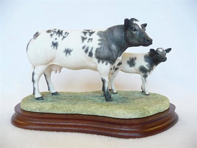 Lot 1042 - Border Fine Arts 'Belgian Blue Cow and Calf', Style one, model No. B0590 by Ray Ayres, Ltd. edition