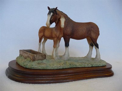 Lot 1048 - Border Fine Arts Clydesdale mare and Foal 'Spring Pastures', model No. JH32 by Ray Ayres,...