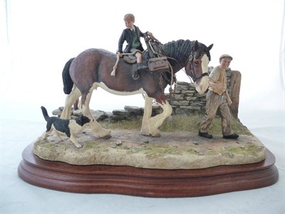 Lot 1051 - Border Fine Arts Boy on Clydesdale 'Home From School', model No. BO403 by Ray Ayres, Ltd....