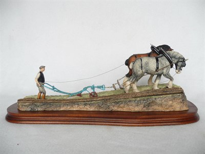 Lot 1053 - Border Fine Arts Horses Ploughing 'Stout Hearts', model No. JH34 by Ray Ayres, 19.1cm high on...