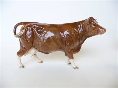 Lot 1077 - Beswick Limousin Cow, collectors club 1998 model No. 3075B, brown and white gloss, 12.7cm high