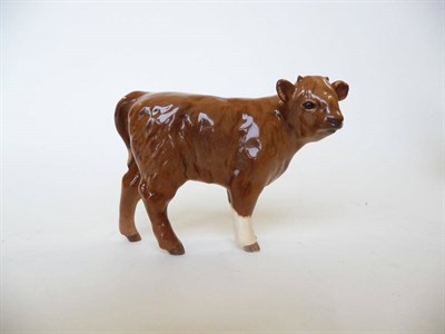 Lot 1078 - Beswick Limousin Calf, collectors club 1998 model No. 1827E, brown and white gloss, 7.6cm high