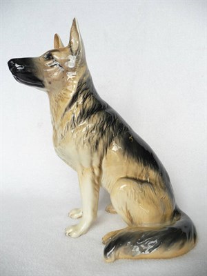 Lot 1082 - Beswick Alsatian, fireside model No. 2410, dark and sandy brown gloss, 35.5cm high