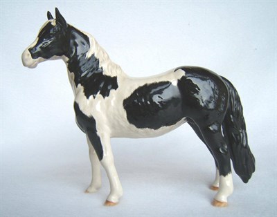 Lot 1086 - Beswick Piebald Pinto Pony, model No. 1373 second version, black and white gloss, 16.5cm high