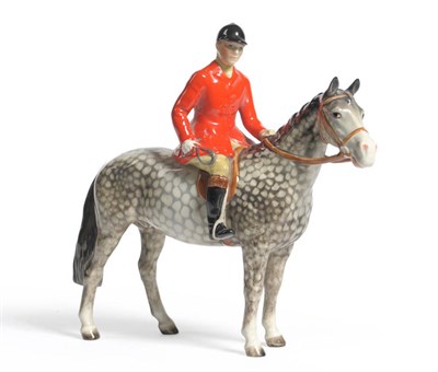 Lot 1094 - A Beswick Huntsman on Rocking Horse Grey, model No. 1501, huntsman in red jacket, gloss, 21cm high