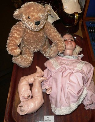 Lot 2 - An Armand Marseille doll (a.f.) and a modern Steiff teddy bear