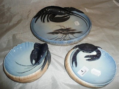 Lot 4 - Three Royal Copenhagen ashtrays as crabs and lobster (3)