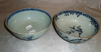 Lot 35 - A Chinese Nanking Cargo bowl decorated with a landscape and another Chinese blue and white bowl...