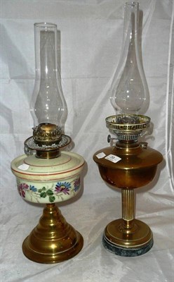 Lot 39 - Two brass oil lamps