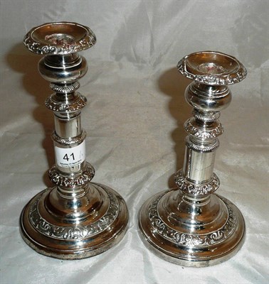 Lot 41 - Pair of plated telescopic candlesticks