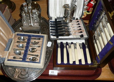 Lot 43 - Silver mug, six silver teaspoons and a quantity of plated wares