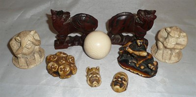 Lot 47 - Oriental netsukes, figures etc