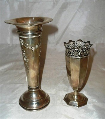 Lot 50 - A silver vase and a silver loaded trumpet vase (2)