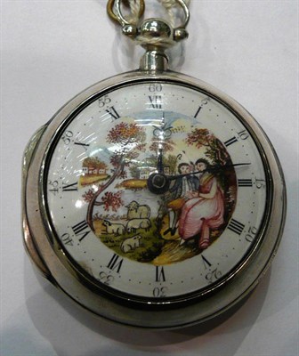 Lot 94 - A silver pair cased pocket watch