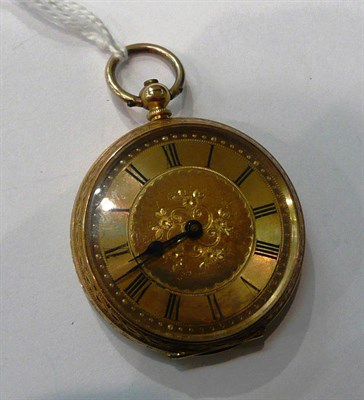 Lot 115 - A lady's fob watch, case stamped '18k'