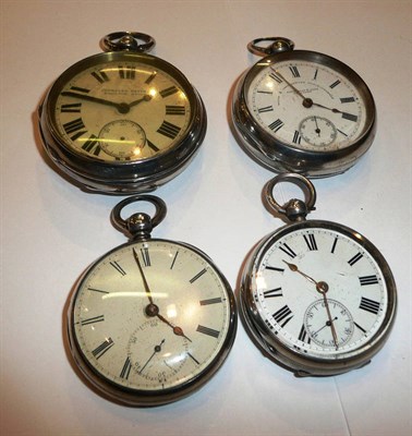 Lot 149 - Four silver open faced pocket watches