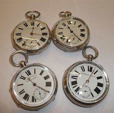 Lot 153 - Four silver open faced pocket watches, all cases with Chester hallmarks