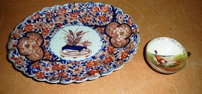 Lot 155 - Pretty porcelain cup with painting of pheasant in the manner of Worcester, paired with a 19th...