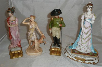 Lot 162 - Three Capodimonte china figures on gilt bases, together with a late 19th century Continental figure