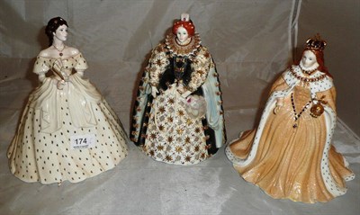 Lot 174 - Three Royal Worcester china figures, Elizabeth Empress of Austria, Queen Elizabeth I and Queen...