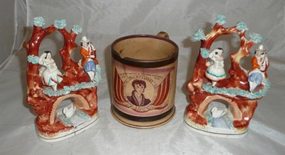 Lot 180 - Two 19th century Staffordshire pottery theatrical figure groups circa 1850 together with an Alnwick