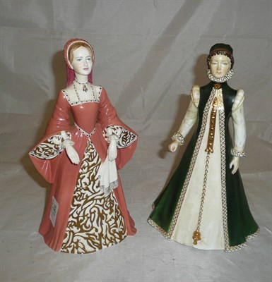 Lot 181 - Two Coalport china figures; Elizabeth limited edition 96/500, and House of Tudor